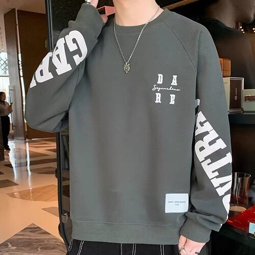Autumn/Winter Men's Hooded Crew Neck Long Sleeve T-Shirt Streetwear Trendy Simple Sweatshirt Casual Men's Clothing