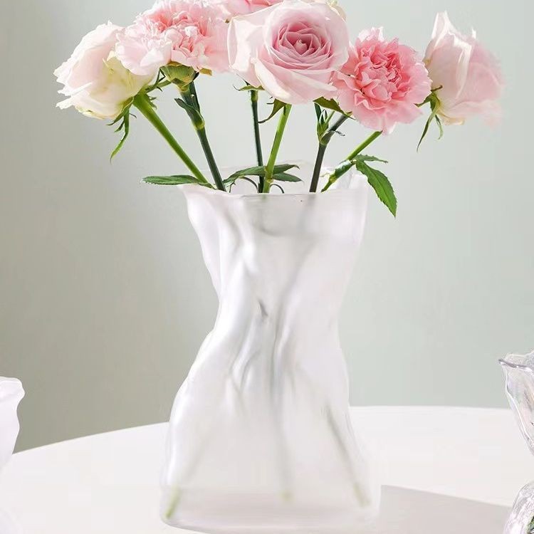 Moderno simple transparente fantasía papel origami jarrón de vidrio de alto nivel de sensación de sala de estar flor hidropónica decoración floral