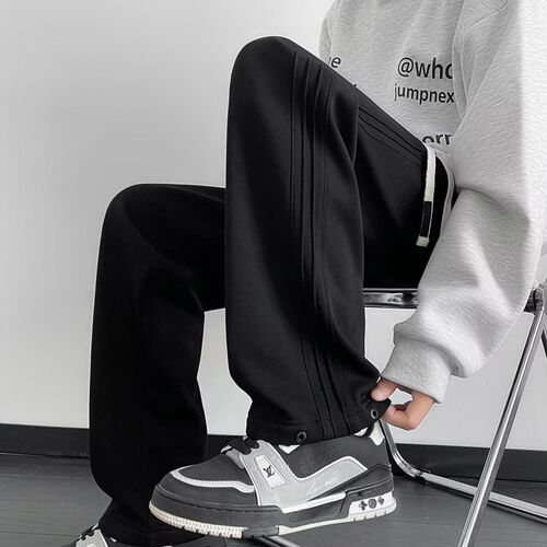 Men's Straight Leg Casual Pants Trendy Versatile Loose Wide Leg Pants American Style Durable Sport Sweatpants