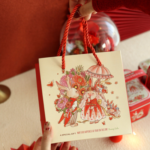 Bunny lulu wedding series paper bag handbag bunny couple gift bag wedding candy bag companion