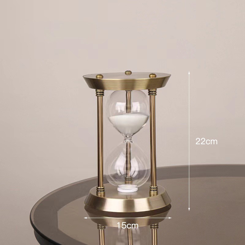 Metal 15 Minutes Gold Rotating Timer Hourglass Office Decoration Light Luxury Desktop Ornament_voghion.com