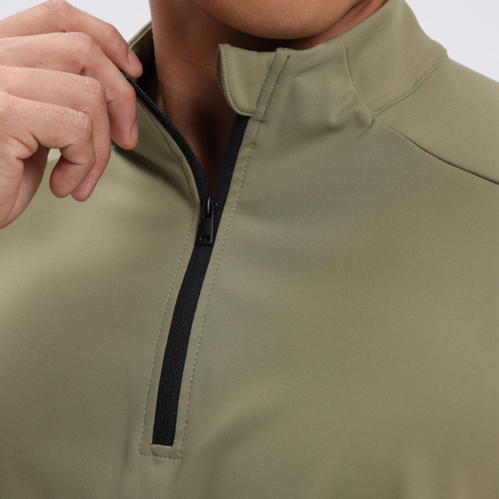 Lulu correr camiseta deportiva de secado rápido hombre Di casa acondicionamiento físico al aire libre cuello medio cremallera otoño invierno correr ocio manga larga