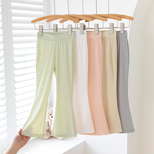 Summer Girls' Bell Bottom Pants, Lightweight Girls' Pants, Ice Silk Cool Thin Girls' Pants, Mosquito and Sun Protection Girls' Pants