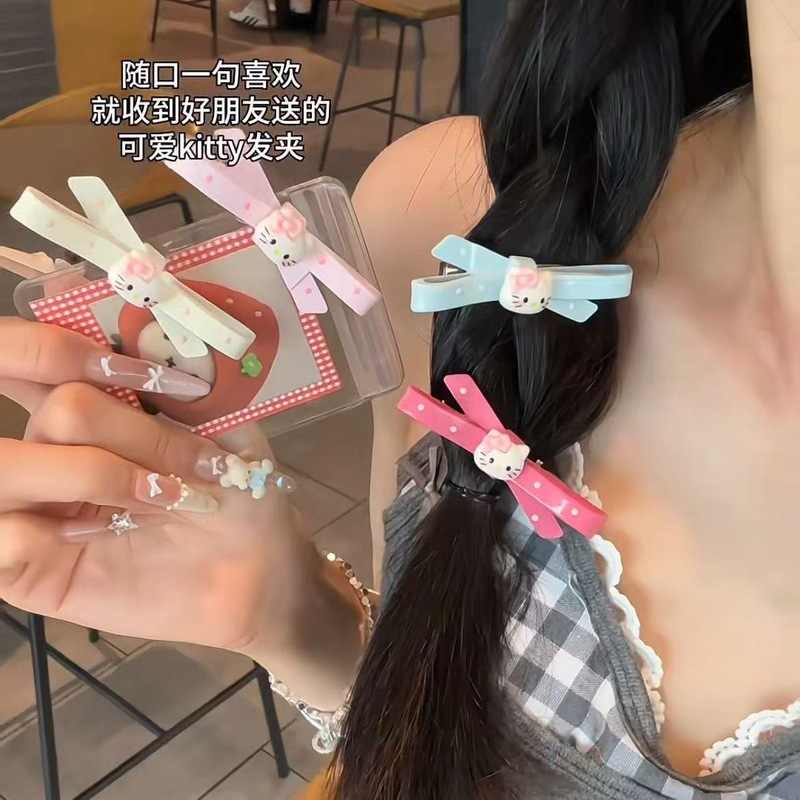 新款可爱Kitty蝴蝶结发夹猫咪甜美幼儿园小学生礼品少女心摆地摊|undefined