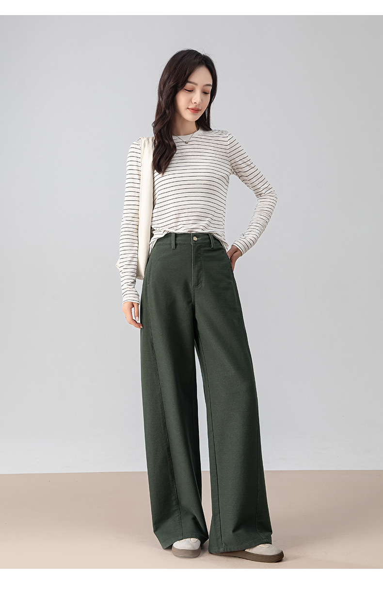 Quần ống rộng nữ dáng suông chất Tencel cotton dệt kim mềm mại — màu xanh ngọc chi tiết 26