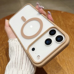 适用iPhone17promax亚克力透明磁吸手机壳苹果16马卡龙简约保护套
