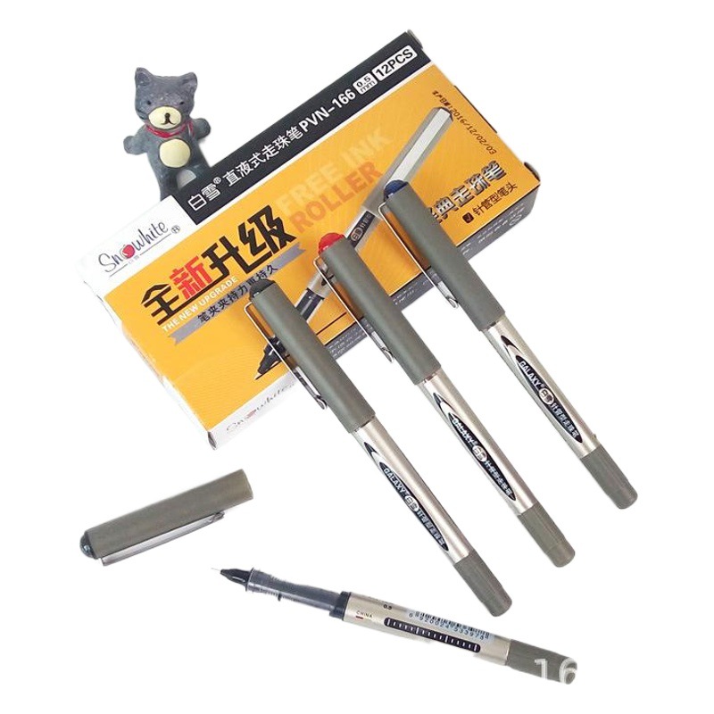 Snow White Direct Liquid Pen Full Needle 166 Direct Liquid Ball Pen Sign Pen 0.5 Gel Pen Student Office Water Pen
