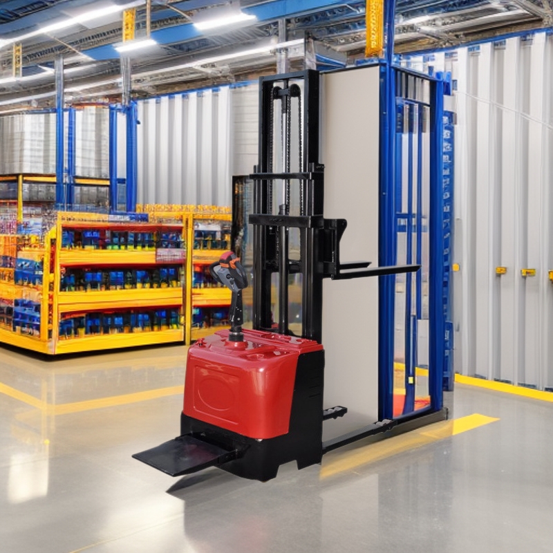 站驾式2.5吨电动堆高车四轮自动可升降货物搬运用叉车堆垛车铲车