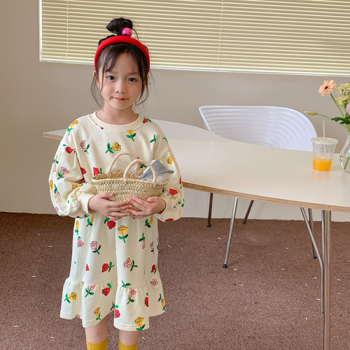 Children's suits 2024 spring Korean style long-sleeved trousers for boys and girls two-piece set children's flower fishtail dress brother and sister outfit