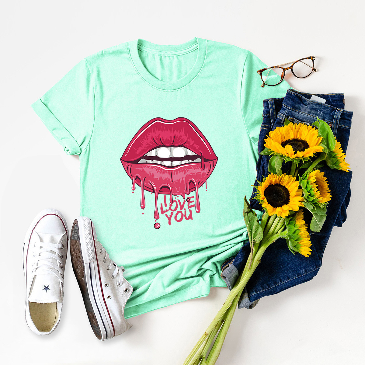 Valentine s Day lip mouth printed t-shirt  NSSN27630