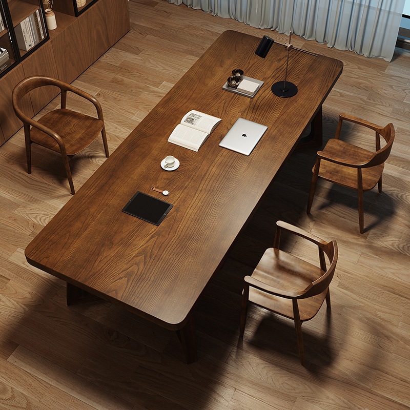 Ash Wood Desk Living Room Simple Modern Long Table Study Calligraphy Learning Table Full Solid Wood Large Board Computer Table