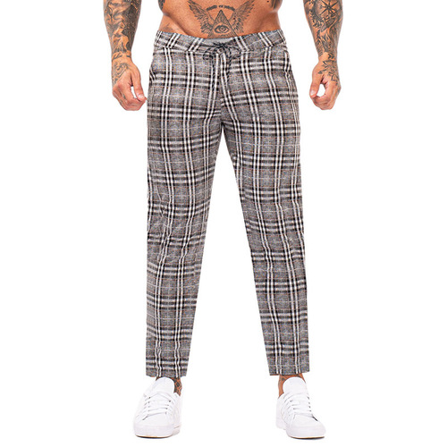 Independence Station autumn new style men's clothing fashionable slim slim fit large plaid casual pants