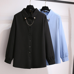 Fat Sister 2024 Autumn Loose Long Sleeve Shirt Design Niche Top Korean New plus size Fashion Women's Clothing