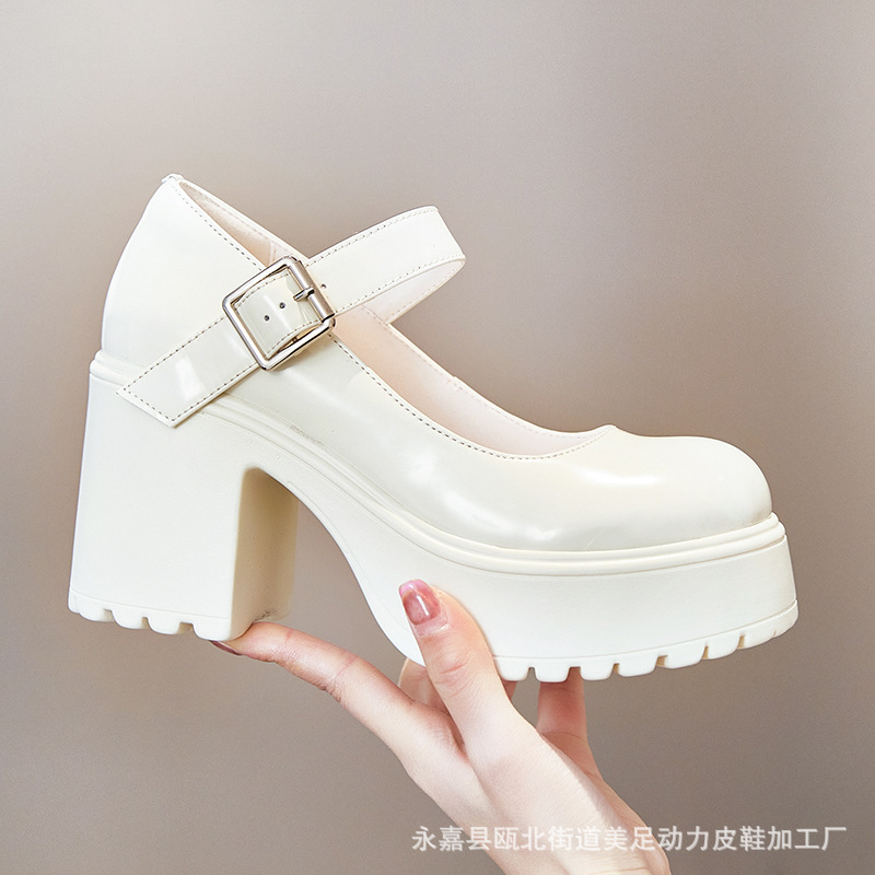 Beautiful Foot Power Thick Heel Thick Sole Mary Jane Shoes for Women 2025 New Waterproof Platform Super High Heel Small Jk Pumps