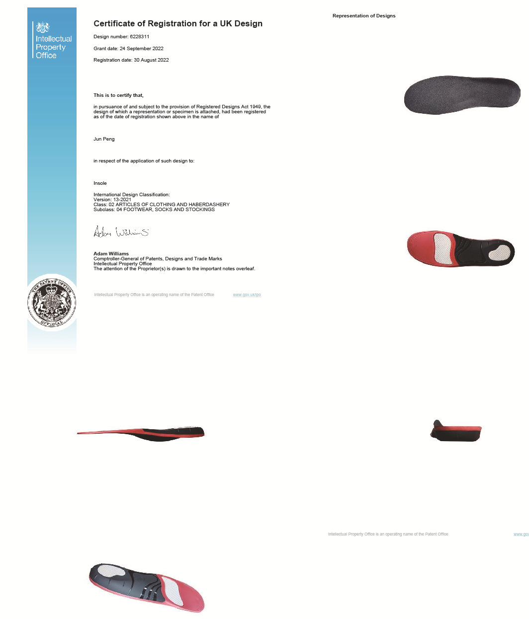 46玖辉 鞋垫JH-209-56 英国专利