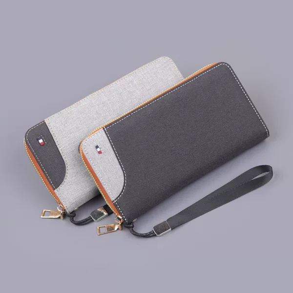 Canvas Men's Hand Bag Men's Mobile Phone Bag Large Capacity Long Zipper Wallet Men's Hand Bag Men's Wrist Strap