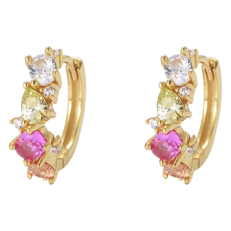 S925 plata esterlina colorido circón pendientes ins elegante de alto grado de las mujeres Mori Hadas pendientes sentido del diseño