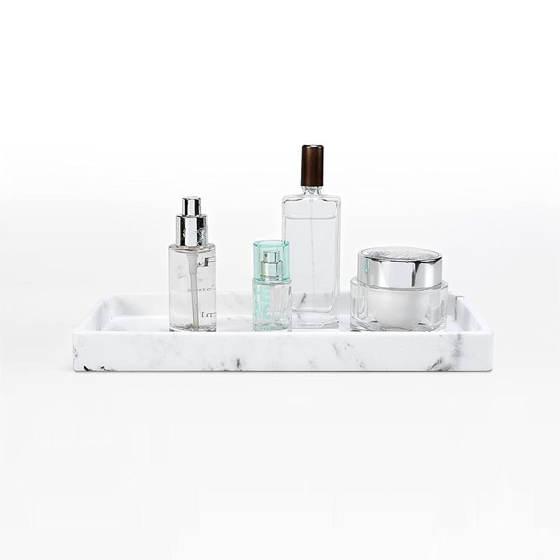 Bandeja de silicona con efecto mármol, rectangular, ideal para almacenamiento de joyas o decoraciones de baño en hoteles