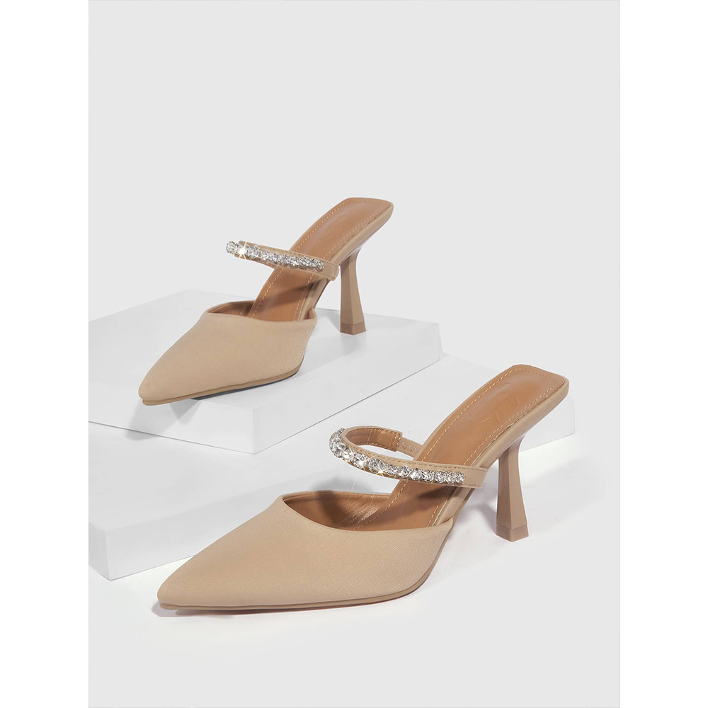 Women's Rhinestone Stiletto Sandals Pointed High Heels Summer Wear_voghion.com