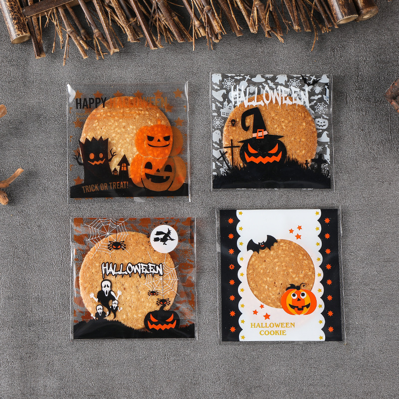 Bolsas de embalaje para dulces de Halloween y Navidad, bolsas para galletas, bolsas autoadhesivas de OPP para hornear, bolsas de embalaje para alimentos navideños