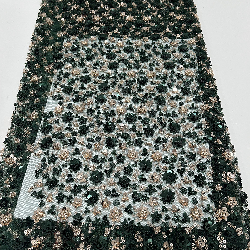 Spot sequinilla pequeña flor de ciruela cuentas tubo bordado de tela de bordado tridimensional de moda vestido de boda tela image 8