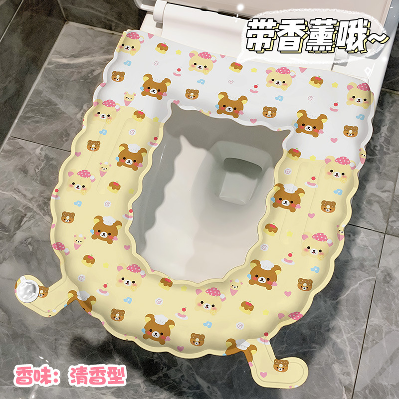 漫画香薫トイレマット家庭用トイレ粘着式防水トイレ座布団四季通用厚いトイレシール|undefined