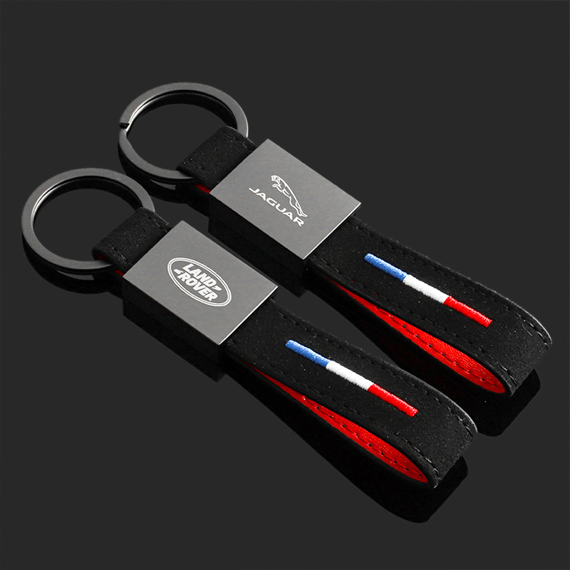 Cross-Border Jaguar Land Rover Three-Color Embroidered Suede Car Logo Metal Keychain Ring Pendant Cross-Border Jaguar Land Rover Three-Color Embroidered Suede Car Logo Metal Keychain Ring Pendant