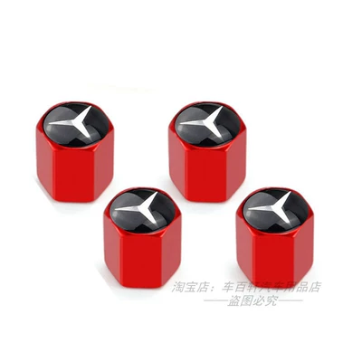 valve | tire valve caps, exterior - aluminum-alloy-red-black-base-with-white-markings-4-pieces