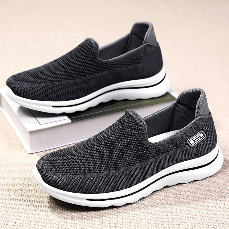 Men's Shoes, Fly-Woven Spring Casual Shoes, Comfortable Soft-Soled Shoes That Don'T Tire Your Feet, Walking Shoes, Comfortable Dad Shoes, Slip-On Mesh Shoes