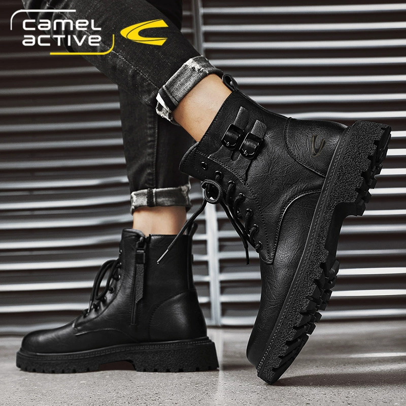 Немецкие верблюжьи зимние ботинки, мужские высокие рабочие ботинки в британском стиле, универсальные кожаные ботинки, зимняя бархатная хлопковая обувь