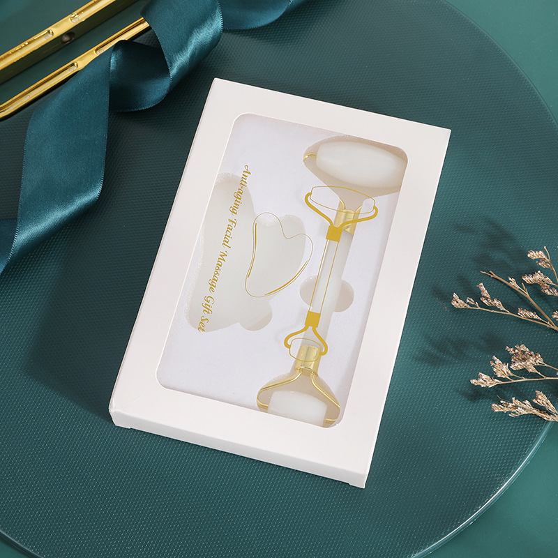 Caja de regalo de masaje facial de rueda de jade natural para masaje de placa de masaje de rueda de jade de suministro directo