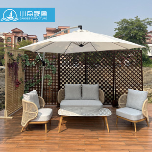 Outdoor Furniture Courtyard Garden Leisure Rope Sofa Combination Outdoor B&B Villa Woven Waterproof Sun Protection Table and Chairs