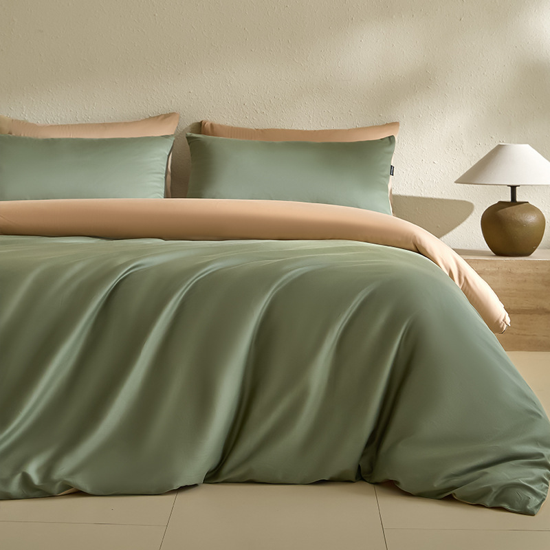 100 traje de cama de satén de algodón de fibra larga de cuatro piezas de algodón puro 2025 nuevo traje de tres piezas de funda de edredón de sábana de lujo ligero 4