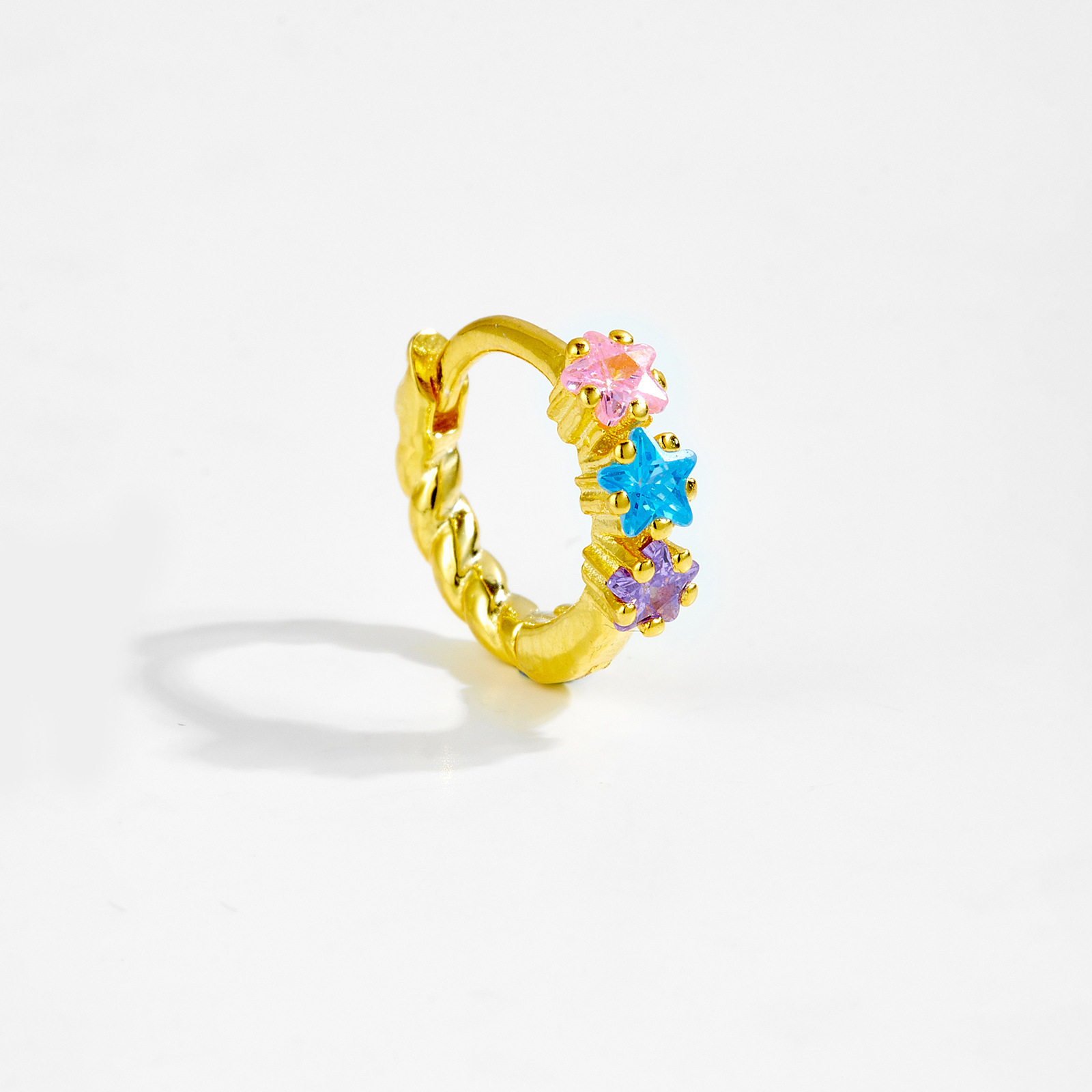 18K Real Gold Plated Plating Material Zircon Inlay Material 1 Piece Silver Zircon 925 Sterling Silver Earrings Color Block Earrings