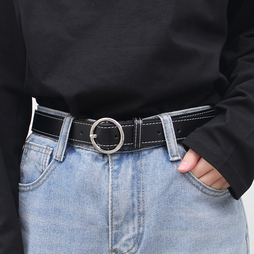 Women's belt black fashionable Korean belt simple and versatile decorative Korean style student jeans belt