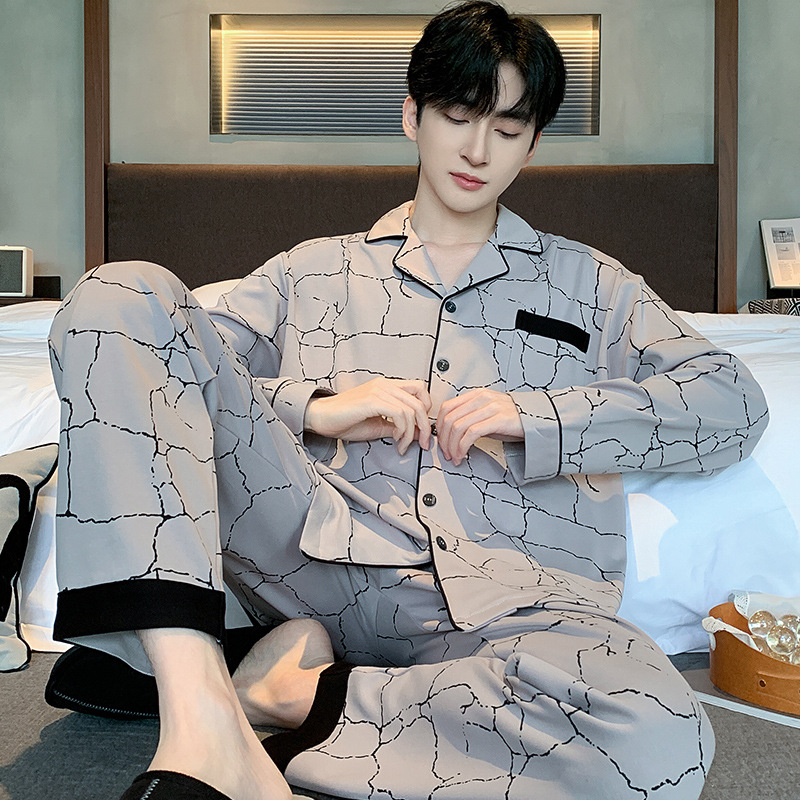 Men's Spring and Autumn Long Sleeve Thin Oversized Leisure Youth Home Suit Set Wearable Outdoors