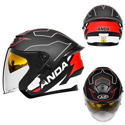 Motorcycle Safety Supplies – Cycling Half Helmet Breathable All-Season - matt-fiber-thread-built-in-gold-plated-mirror-high-definition-mirror-m57-58-head-circumference