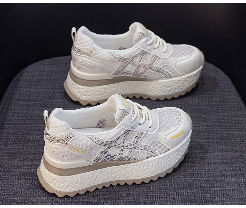 Giày sneaker nữ đế dày lưới thoáng khí phong cách thể thao — Xám 5073, Mơ 5073, Vàng 5073 chi tiết 14
