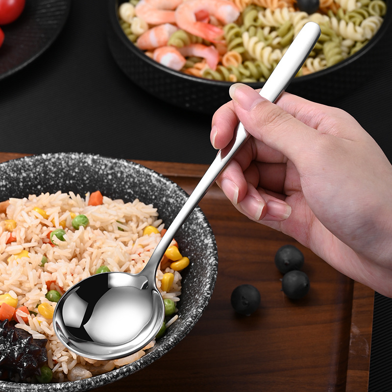 304不锈钢调料勺火锅店调味勺长柄油勺搅拌棒勺调酒勺深灌勺汤勺