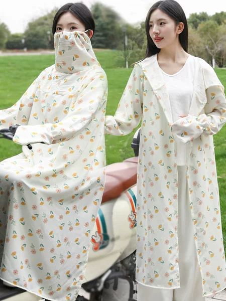 Summer Bike Sun-protective Clothing Motorcycle Electric Vehicle Shawl Anti-walking Face-covering Long Cloak Long-sleeved Overalls Shade Shirt Women