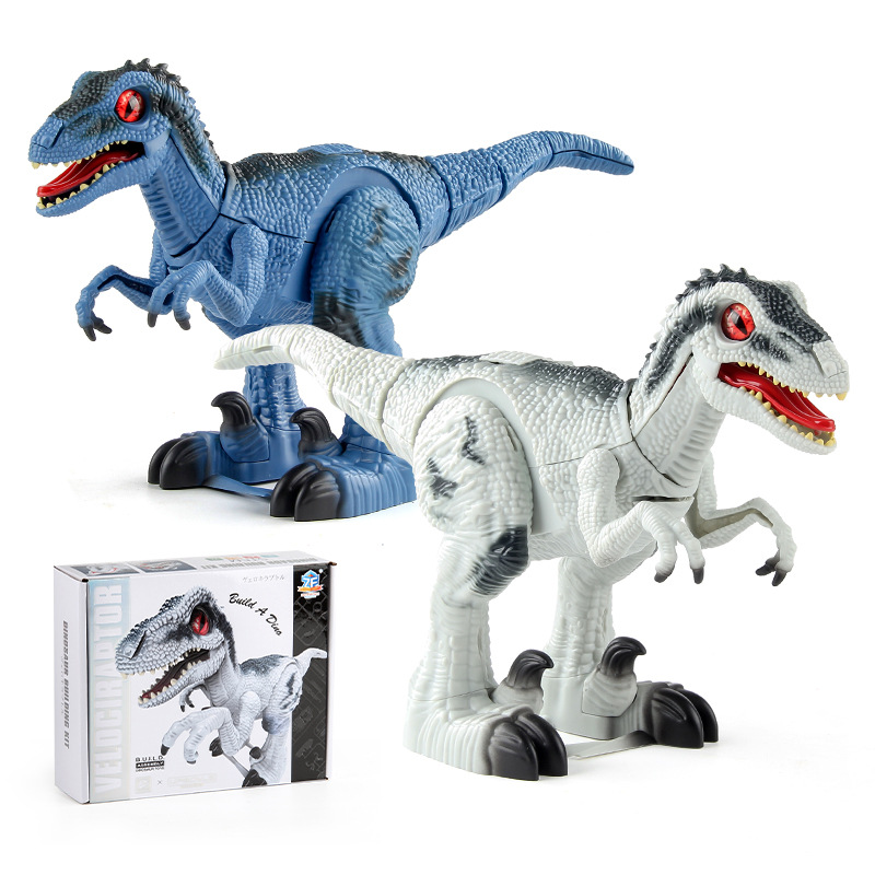 Transfronterizo Amazon control remoto Raptor eléctrico caminando dinosaurio juguete rompecabezas de los niños montado modelo de dinosaurio eléctrico
