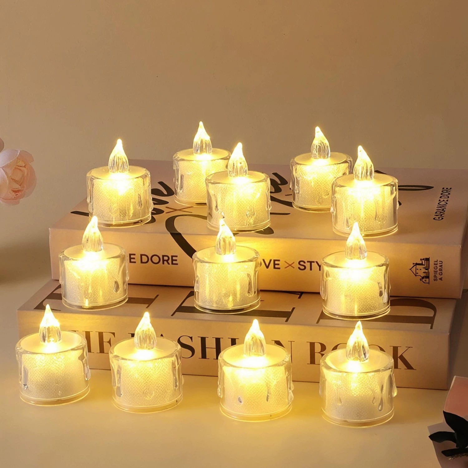 Имитация прозрачных светодиодных цифровых маленьких свечей, 24 штуки, реквизит для признаний в любви и предложений, рождественские маленькие ночники в виде чайных свечей, светящиеся.