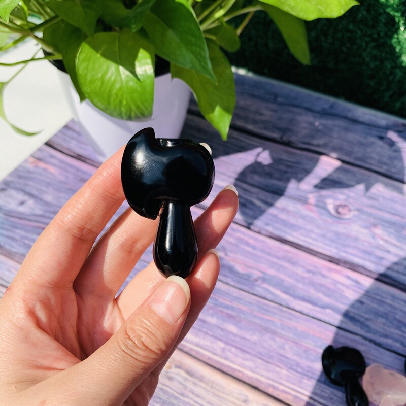 天然水晶黑曜石 粉晶原石雕刻水晶斧头摆件 图 2