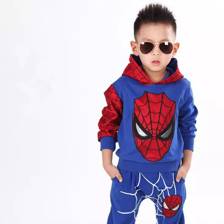 Comercio exterior europeo y americano explosión de los niños traje 2023 primavera y otoño versión coreana del muchacho Spiderman suéter HOODIE niños traje