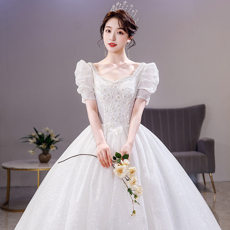Vestido de boda principal ligero de estilo francés 2024 nuevo vestido de novia de verano pequeño más el tamaño que se arrastra vestido de boda principal para las mujeres