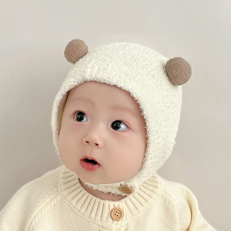 ベビー帽子秋と冬超かわいいベビーヘッドハット新生児かわいい耳保護帽子冬暖かいぬいぐるみ帽子トレンディ|undefined