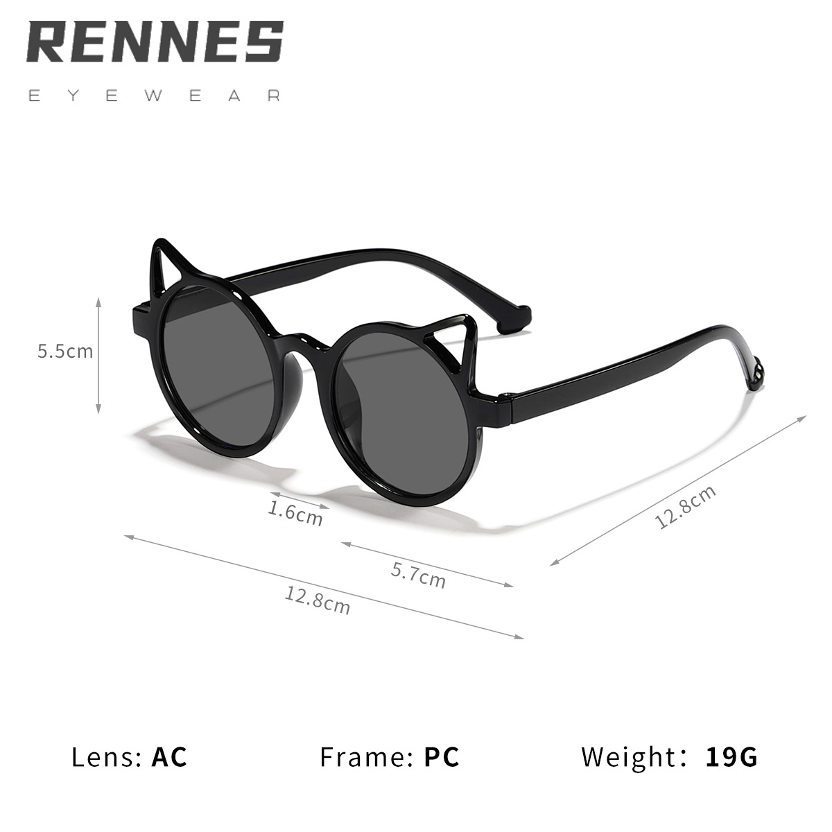 2021 moda lindo gato orejas gafas de sol protección UV bebé gafas de sol moda personalizada gafas de sol 61030
