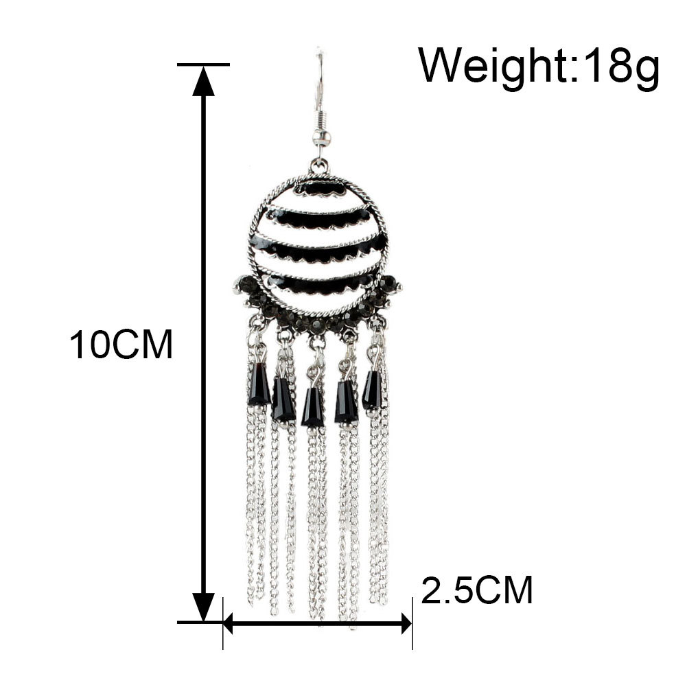 Ethnic Alloy Diamond Tassel Earrings display picture 1