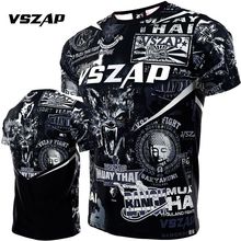 VSZAP弹力速干泰拳短袖男MMA健身运动综合格斗搏击T恤播求武林风