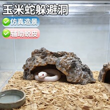 玉米蛇躲避洞岩石造景树脂守宫蜥蜴洞穴躲避角蛙宠物躲避屋